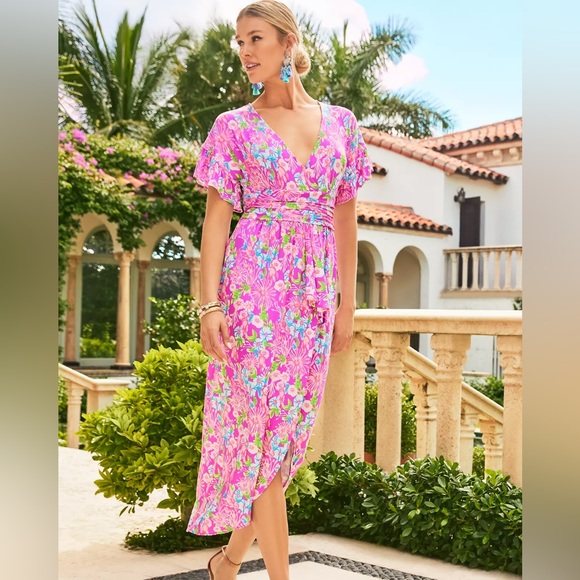 Lilly Pulitzer Anchorage Straight Fit Midi Dress - Amethyst Moms The Word Size S - Picture 8 of 9